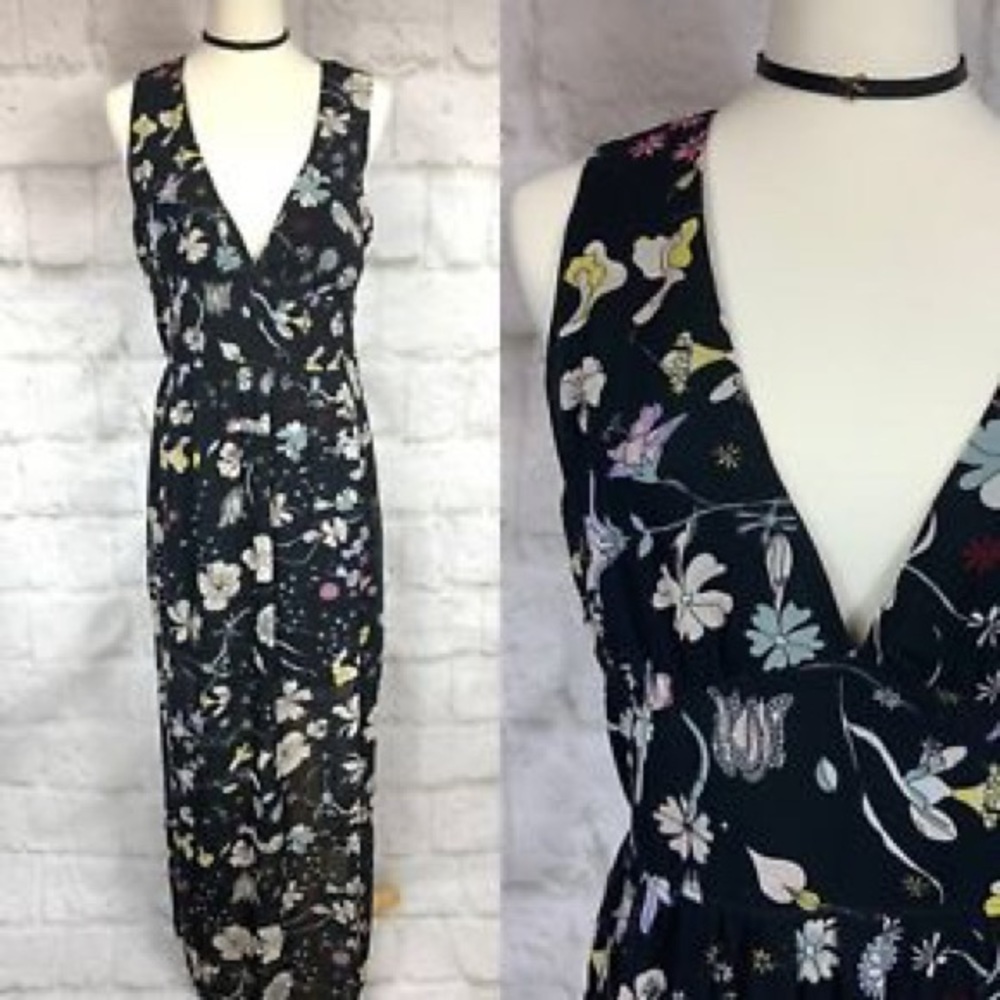 H&M Conscious Black Floral Sleeveless Dress